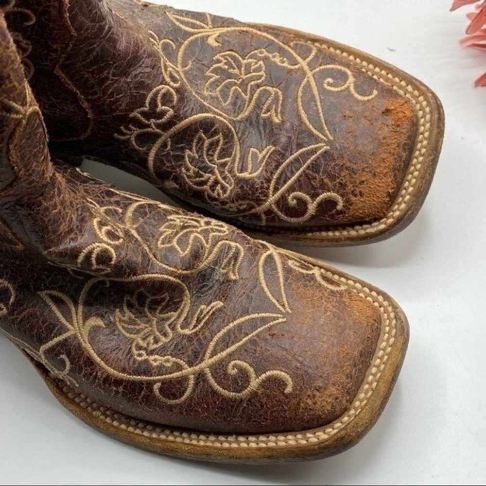 Macio Bean Sz 6 Embroidered Square Toe Boho Western Cowgirl Boots - Picture 15 of 15